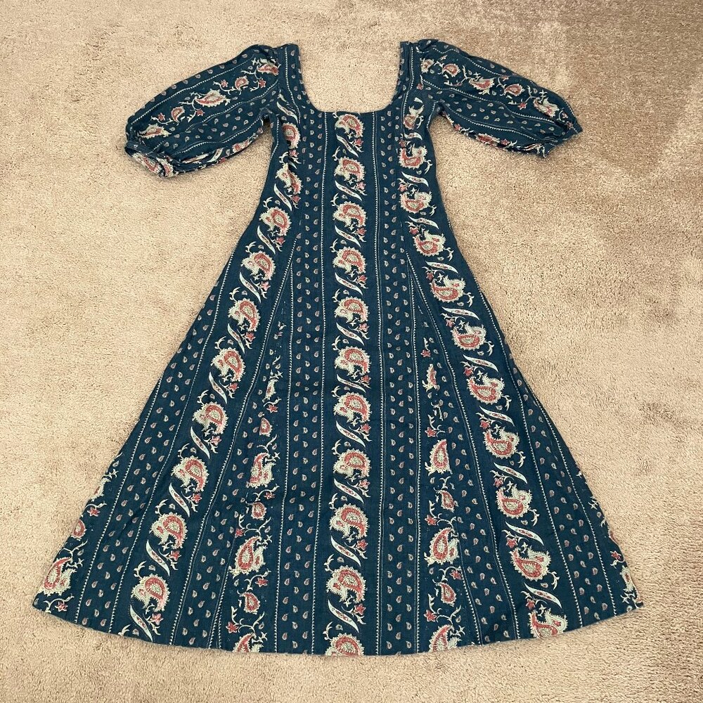 Polo Ralph Lauren Paisley Linen Midi Dress Size 0 - Picture 3 of 7
